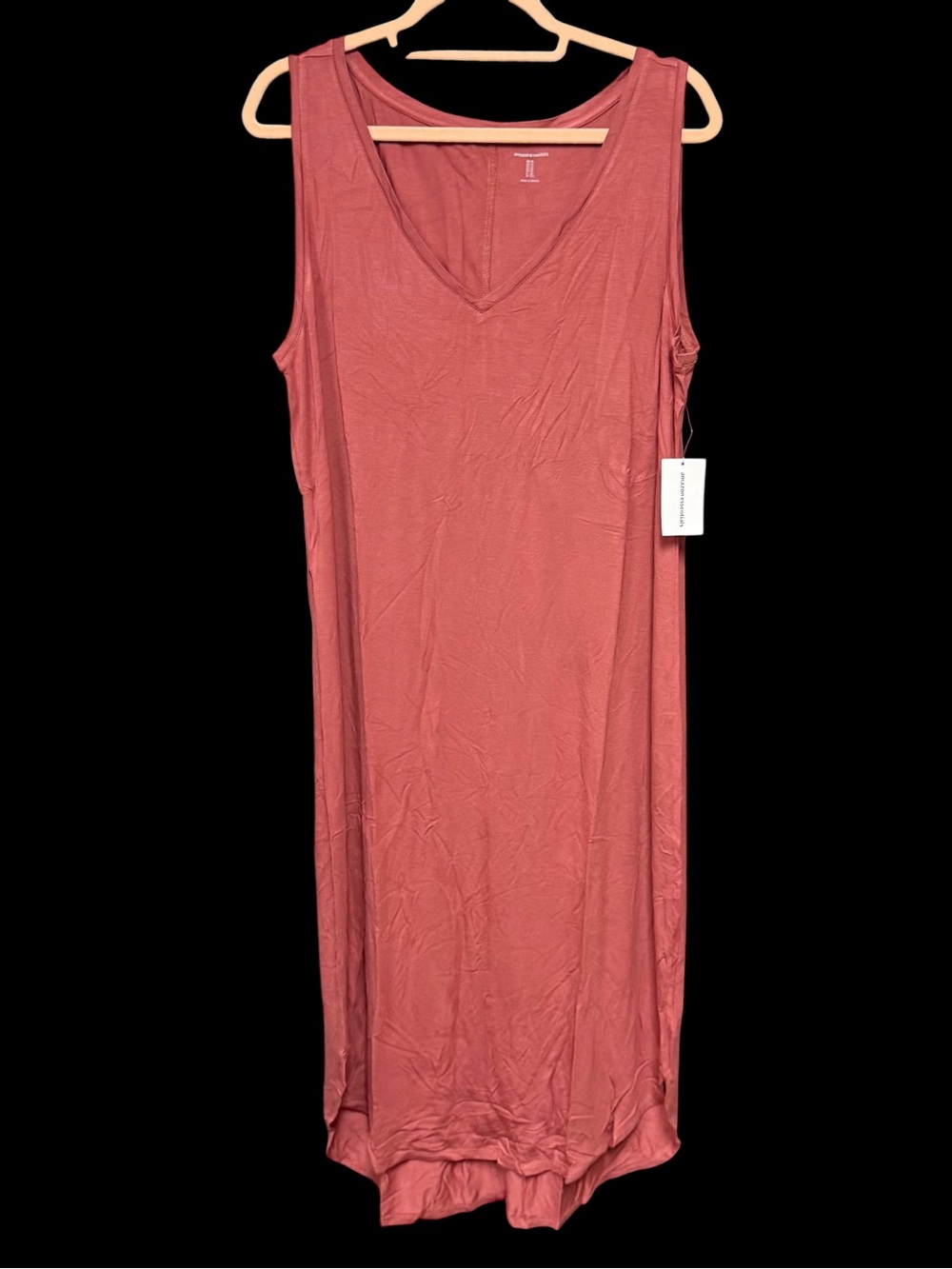 Amazon women’s size XL tank top shift Midi dress Solid Clay Pink-Brown new